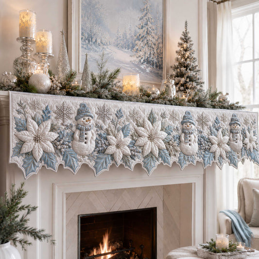 Poinsettia Garden Quilted Mantel Scarf SN0TD357
