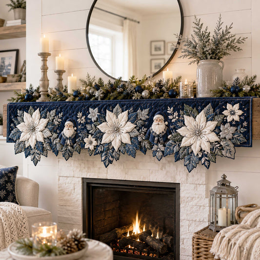 Poinsettia Glow Quilted Mantel Scarf SN0TD363
