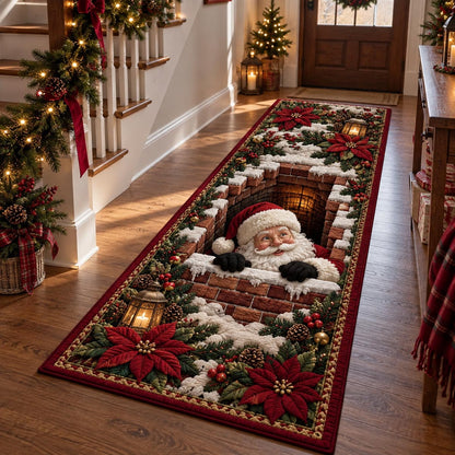 Poinsettia Santa Chimney Runner Carpet SN0DV681