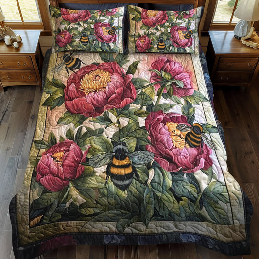 Pollinator's Floral Haven 3-Piece Quilted Bedding Set NCU0NT013