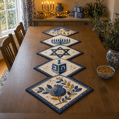 Pomegranate Hanukkah Custom Shape Quilted Table Runner SN0DV384