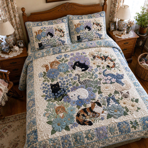 Porch Cat Paradise 3-Piece Quilted Bedding Set SN0PT210