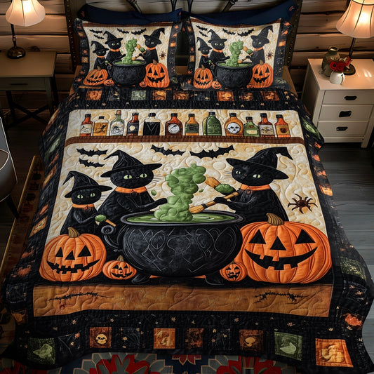 Potion Bubbles Cats 3-Piece Quilted Bedding Set NCU0TH1661