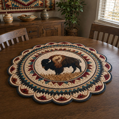 Prairie Buffalo Custom Shape Quilted Table Topper SN0PT811