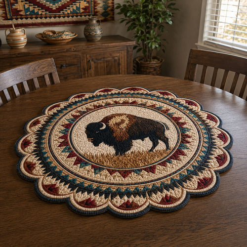 Prairie Buffalo Custom Shape Quilted Table Topper SN0PT811