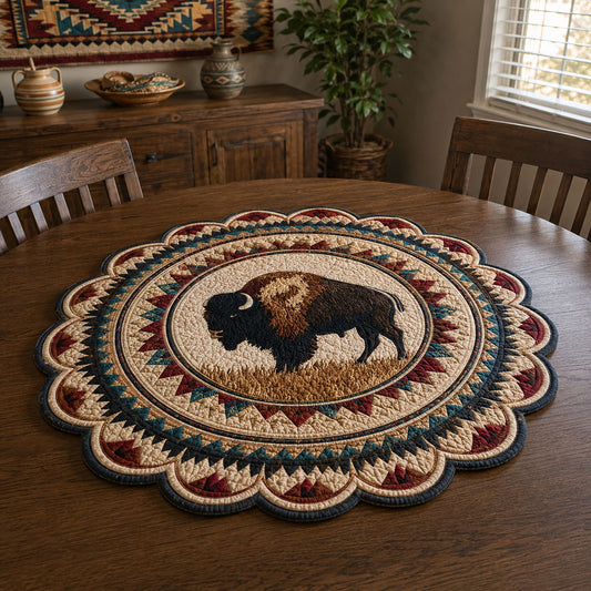 Prairie Buffalo Custom Shape Quilted Table Topper SN0PT811