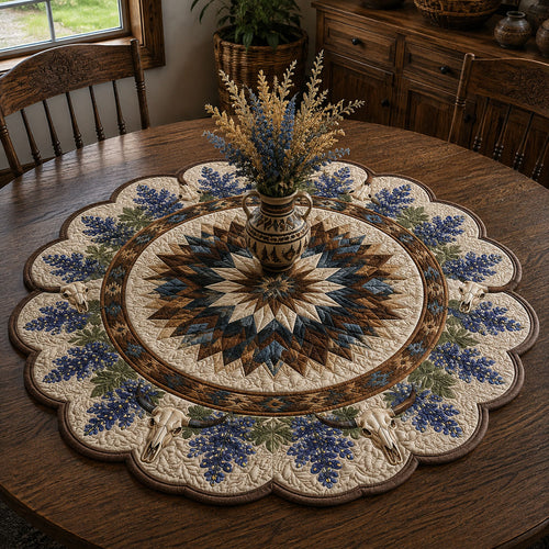 Prairie Longhorn Trail Custom Shape Quilted Table Topper SN0PT853