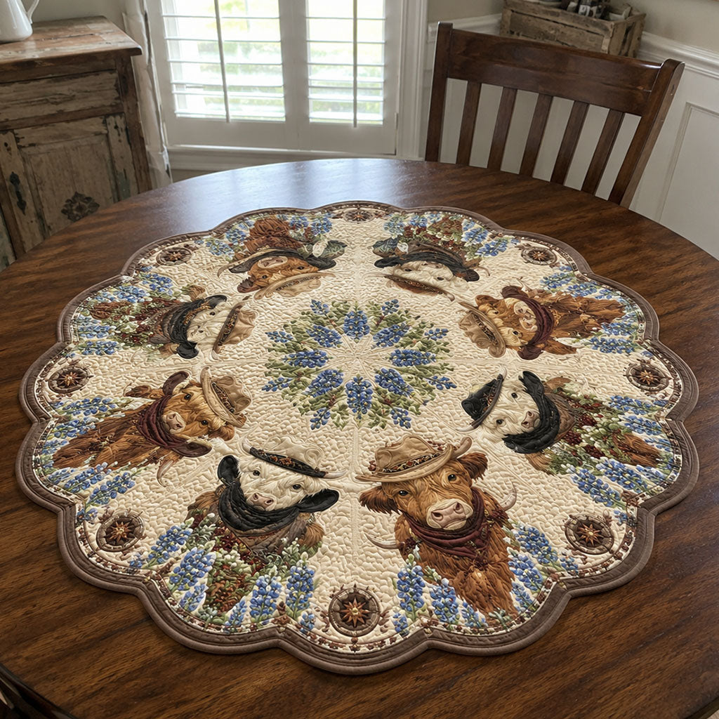 Prairie Saddle Stories Custom Shape Quilted Table Topper SN0PT854