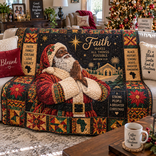 Praying Santa Faith Christmas Quilted Blanket SN0PT1307