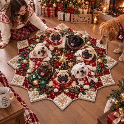 Pug Christmas Star Custom Shape Area Rug SN0DV785