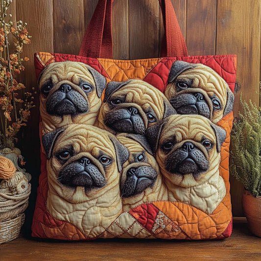 Pug Family Tote Quilted Tote Bag NCU0NXD771