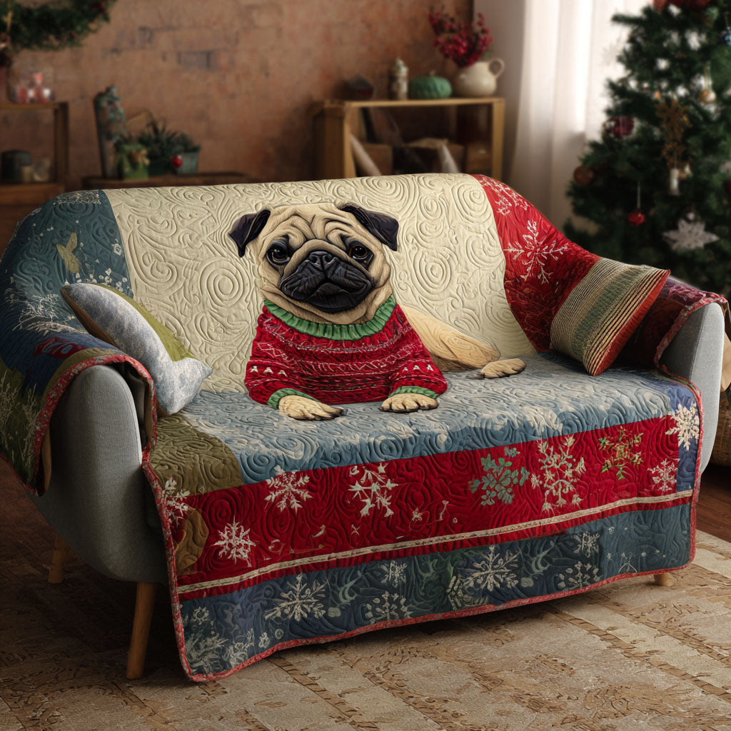Pug In A Sweater Quilted Sofa Cover NCU0PT9814