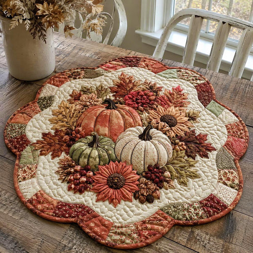 Pumpkin Bouquet Custom Shape Quilted Table Topper SN0DV179