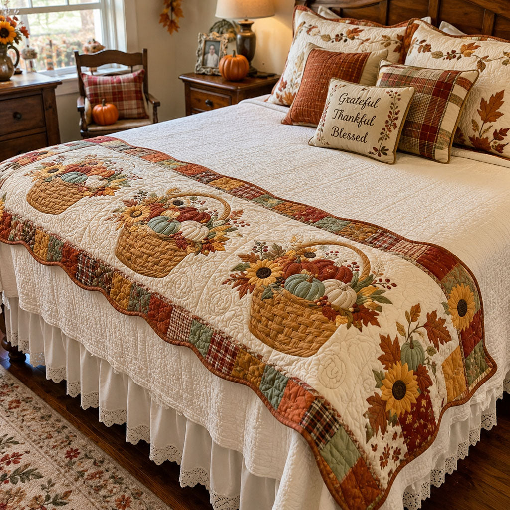 Pumpkin Blessings Custom Shape Quilted Bed Runner SN0PT525