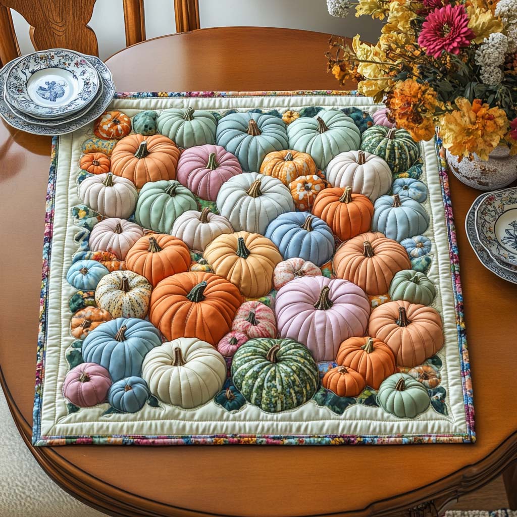 Pumpkin Bliss Quilted Table Topper NCU0DDK785