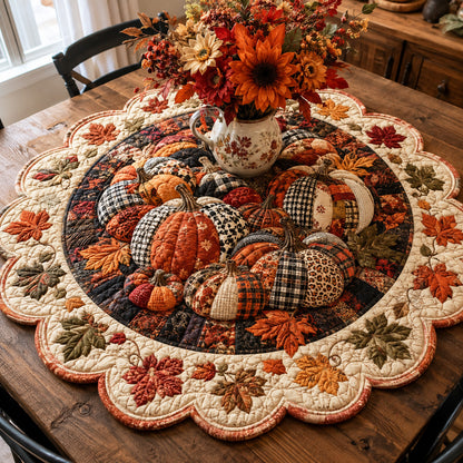 Pumpkin Bloom Custom Shape Quilted Table Topper SN0TV078