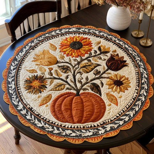 Pumpkin Bouquet Custom Shape Quilted Table Topper NCU0LV158