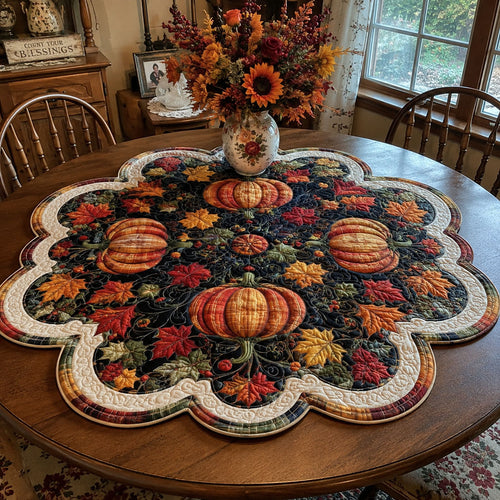 Pumpkin Celebration Custom Shape Quilted Table Topper SN0PT477