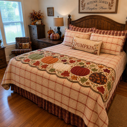 Pumpkin Cottage Custom Shape Quilted Bed Runner SN0PT532