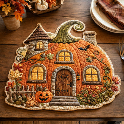 Pumpkin Cottage Custom Shape Quilted Placemat SN0TV040