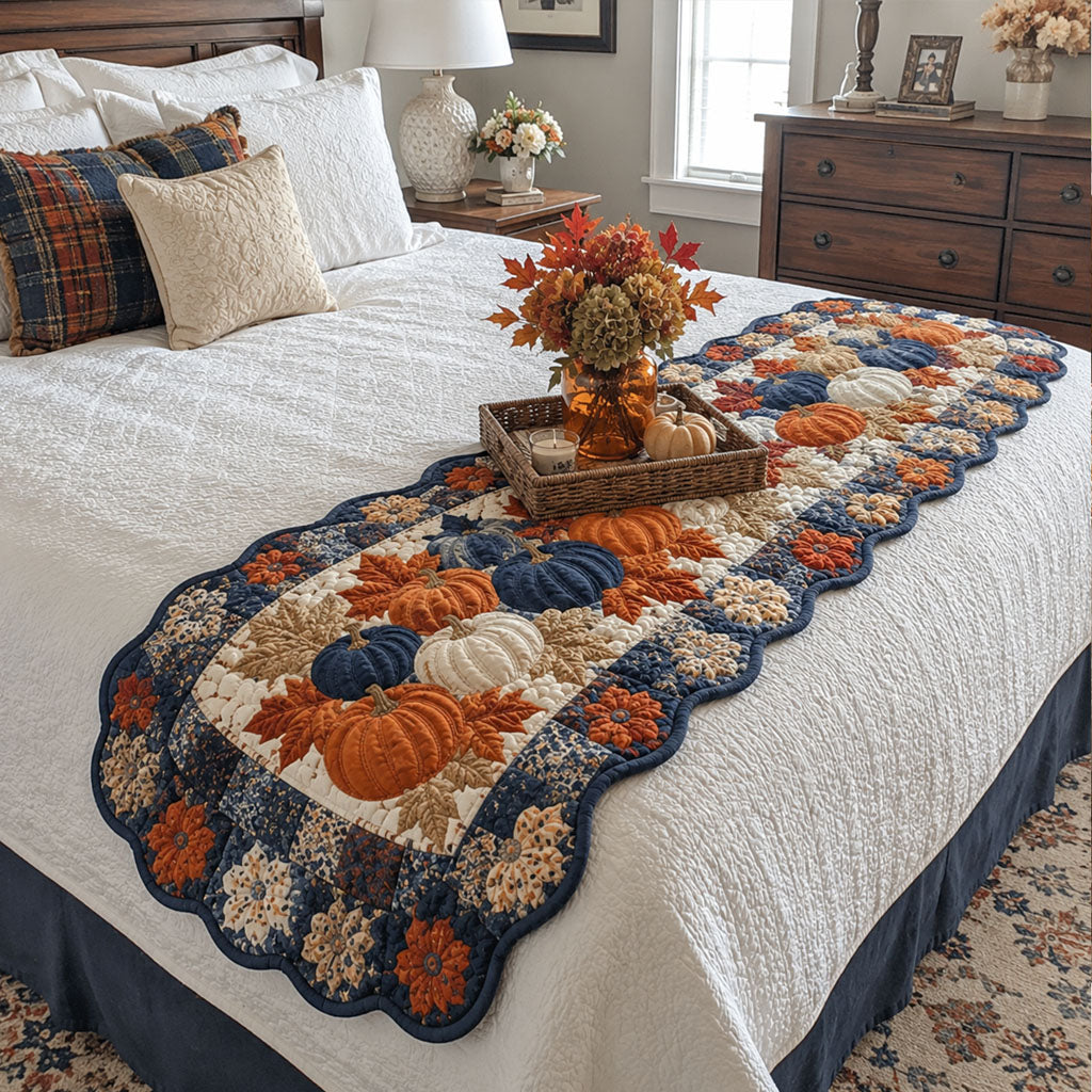 Pumpkin Festival Custom Shape Quilted Bed Runner SN0PT526