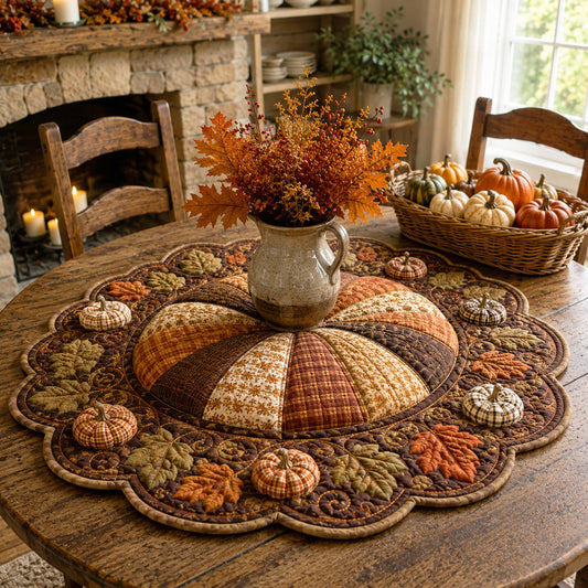 Pumpkin Fields Custom Shape Quilted Table Topper SN0TD074