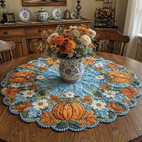 Pumpkin Gathering Custom Shape Quilted Table Topper SN0PT478
