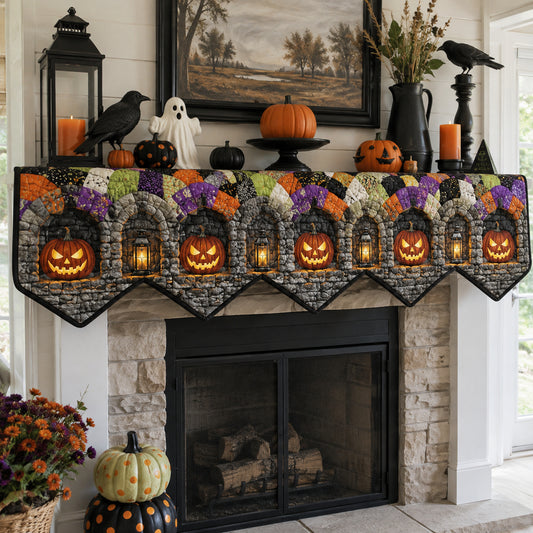 Pumpkin Graveyard Quilted Mantel Scarf SN0DV490