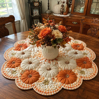 Pumpkin Harvest Custom Shape Quilted Table Topper SN0PT479