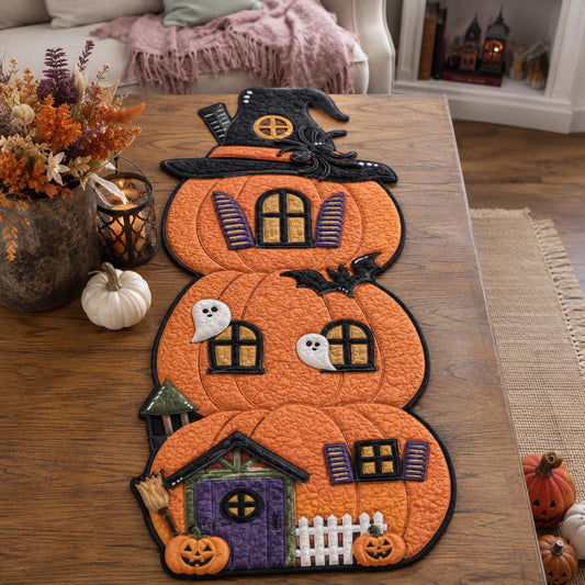 Pumpkin House Custom Shape Quilted Table Runner SN0DV127