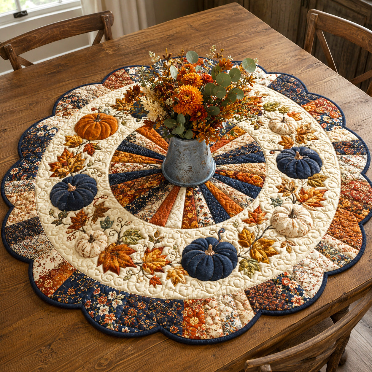 Pumpkin Jubilee Custom Shape Quilted Table Topper SN0TV054