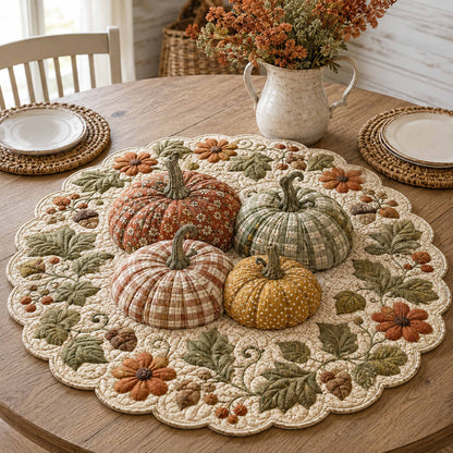 Pumpkin Meadow Custom Shape Quilted Table Topper SN0TD073