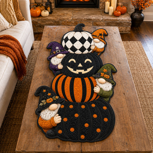 Pumpkin Mischief Custom Shape Quilted Table Runner SN0TV004