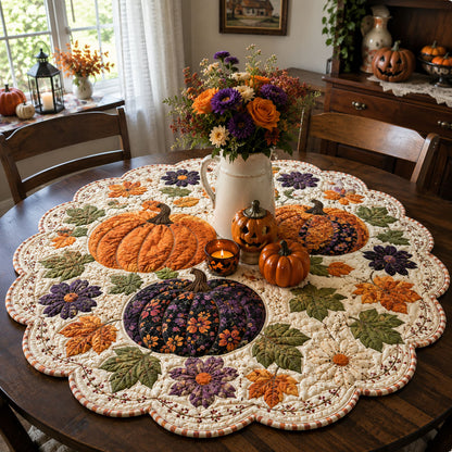 Pumpkin Moon Harvest Custom Shape Quilted Table Topper SN0PT553