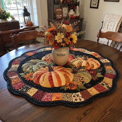 Pumpkin Moonlight Custom Shape Quilted Table Topper SN0PT554
