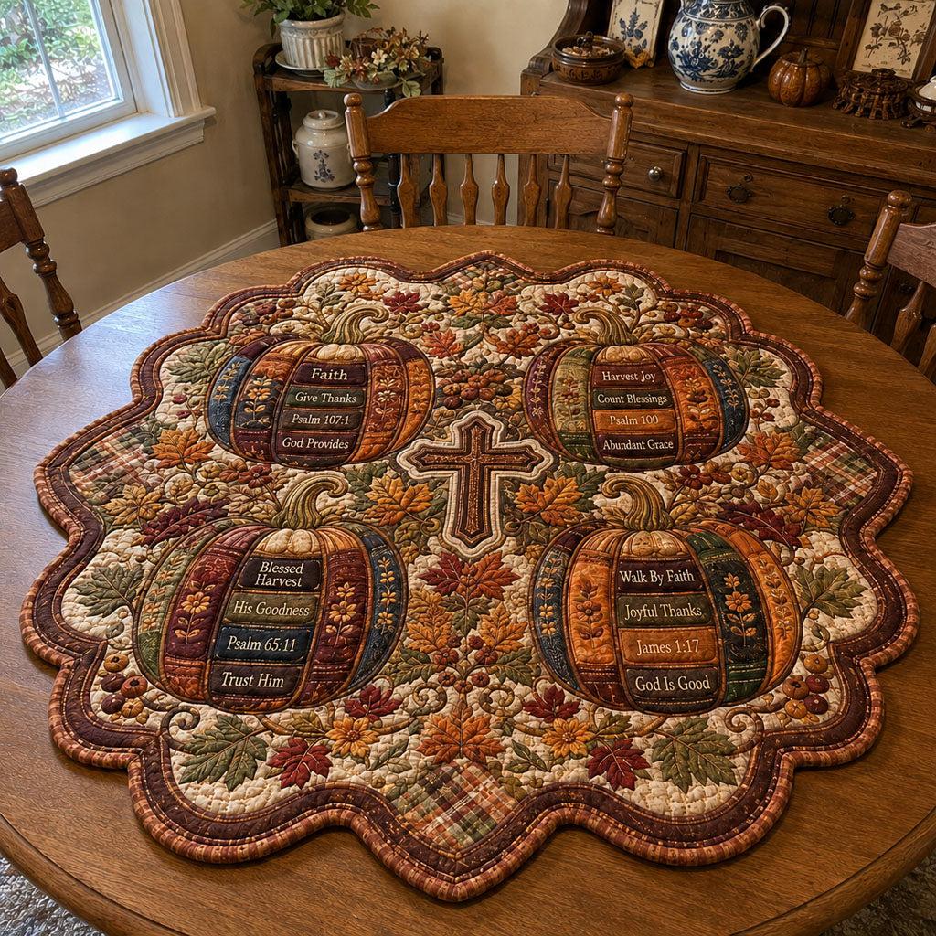 Pumpkin Of Grace Custom Shape Quilted Table Topper SN0PT497