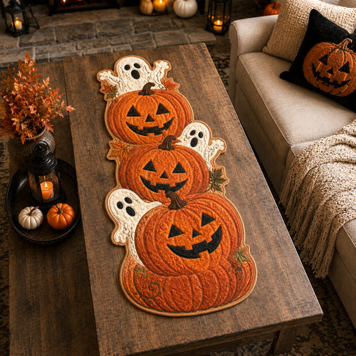 Pumpkin Parade Custom Shape Quilted Table Runner SN0TV002