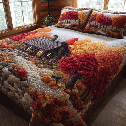 Pumpkin Path 3-Piece Quilted Bedding Set NCU0LV132