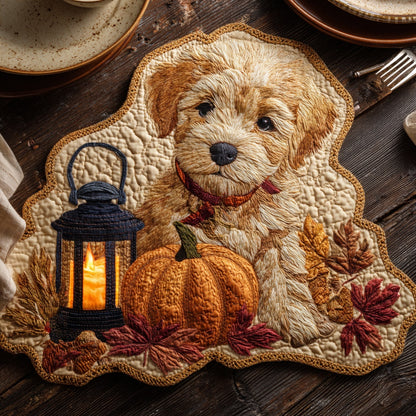 Pumpkin Puppy Custom Shape Quilted Placemat NCU0LV121