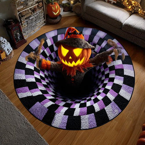 Pumpkin Scarecrow Quilted Round Mat NCU0DV7635
