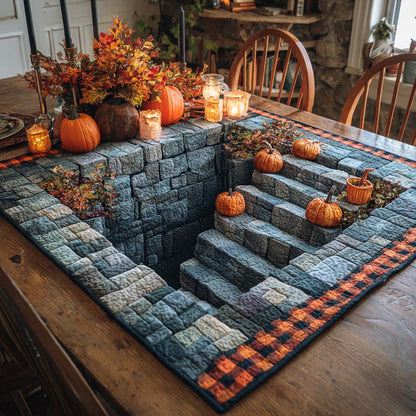 Pumpkin Stairway Cellar Quilted Table Topper NCU0NXD377