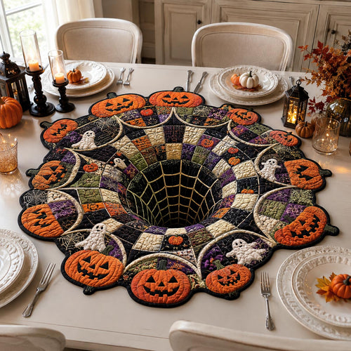 Pumpkin Web Abyss Custom Shape Quilted Table Topper SN0DV370