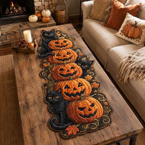 Pumpkin Whimsy Custom Shape Quilted Table Runner SN0TV008