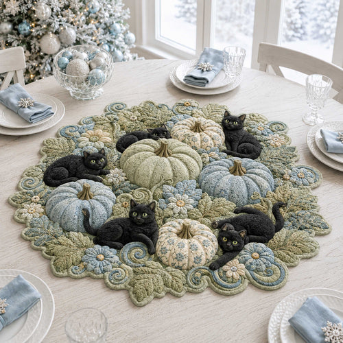 Pumpkin Whiskers Custom Shape Quilted Table Topper SN0TD233