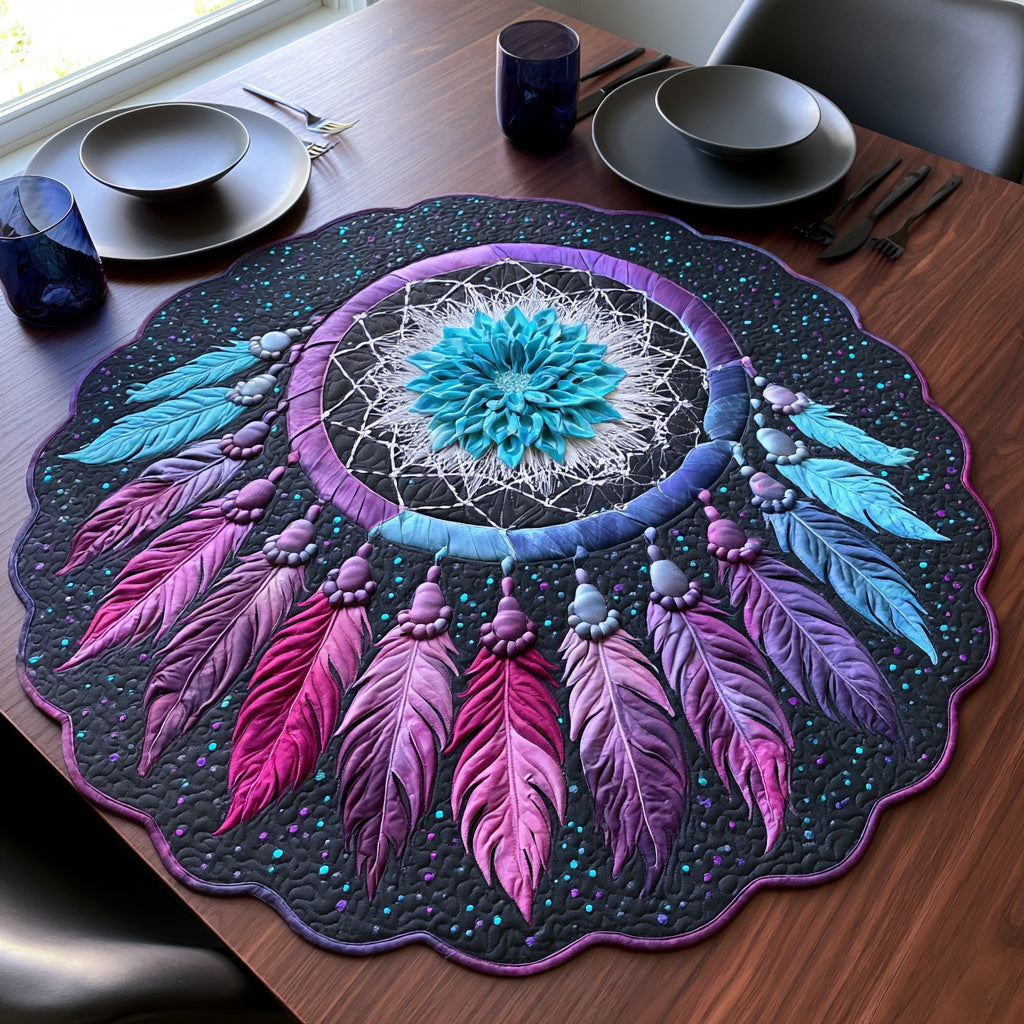 Purple Blossom Custom Shape Quilted Table Topper NCU0LV245