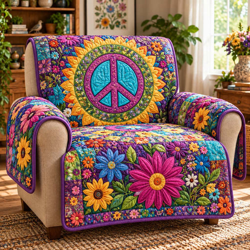Purple Daisy Peace Quilted Sofa Cover SN0HH1020