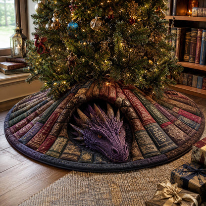 Purple Library Dragon Christmas Quilted Tree Skirt SN0DV187