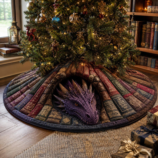 Purple Library Dragon Christmas Quilted Tree Skirt SN0DV187