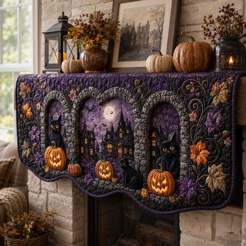 Purple Moonlit Village Quilted Mantle Scarf SN0DV283
