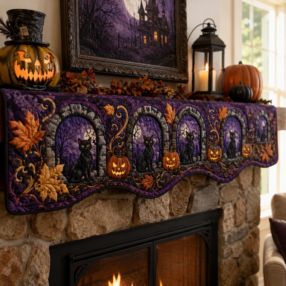 Purple Pumpkin Chapel Quilted Mantle Scarf SN0DV274